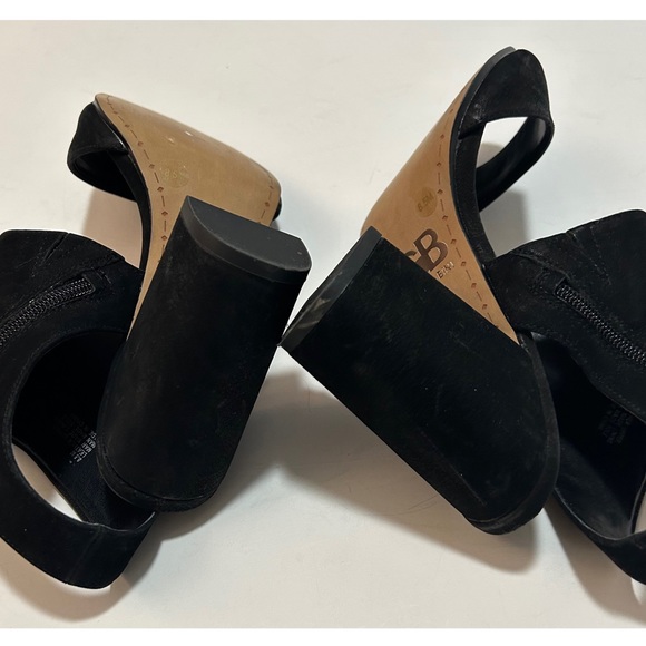 Gianni Bini, Black Leather Suede, Open Toe Blocked Heeled Sandals, SIZE 8.5M - Picture 5 of 11